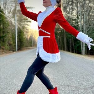 Festive Holiday Christmas outfit - Red and White Mini Dress Size Small